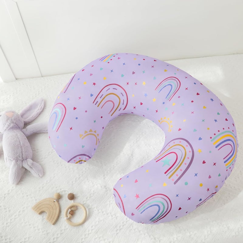 DAYEEBALL Nursing Pillow Cover, Removable Nursing Covers for Breastfeeding Pillows, Stretchy and Soft Fit for Baby Girls Boys Newborn, Purple Rainbow (Only Cover) - Image 4